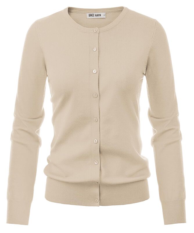 Su&eacute;ter C&aacute;rdigan Ligero Beige Grace Karin  Talla... image number null