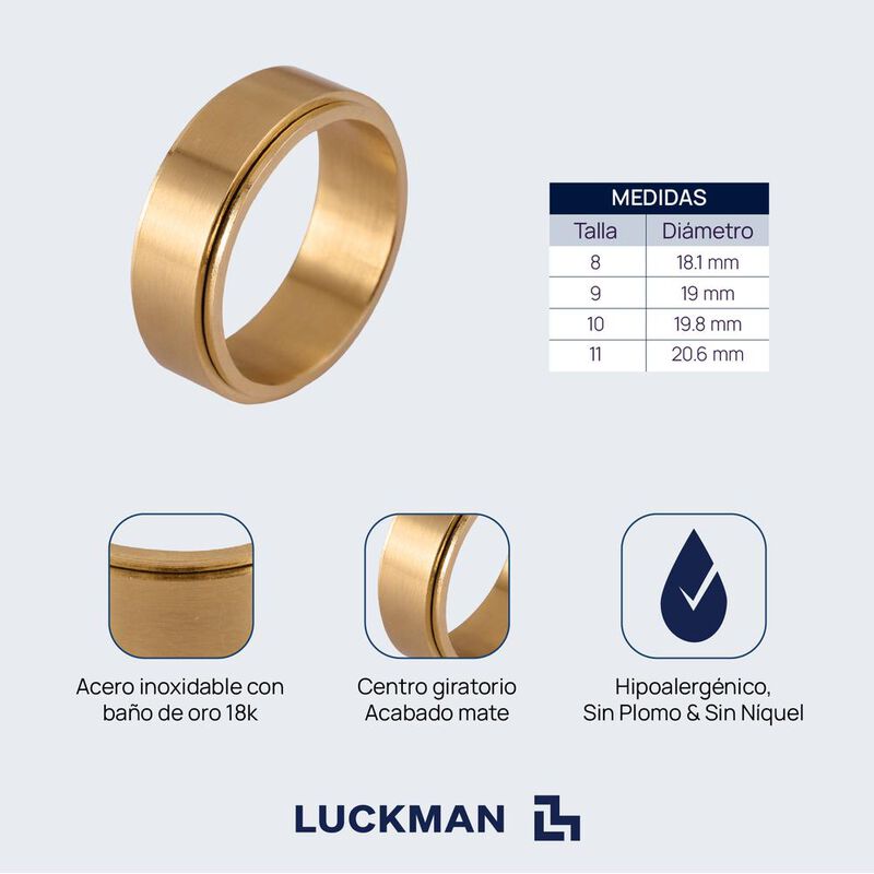 Anillos Hombre Acero Inoxidable Giratorios, Reg... image number null