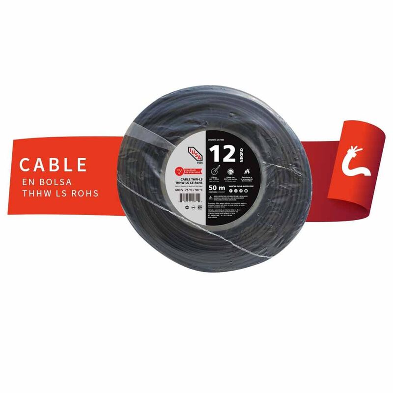 Cable Thhw-ls Rohs Calibre 12 Awg Negro 50m image number null