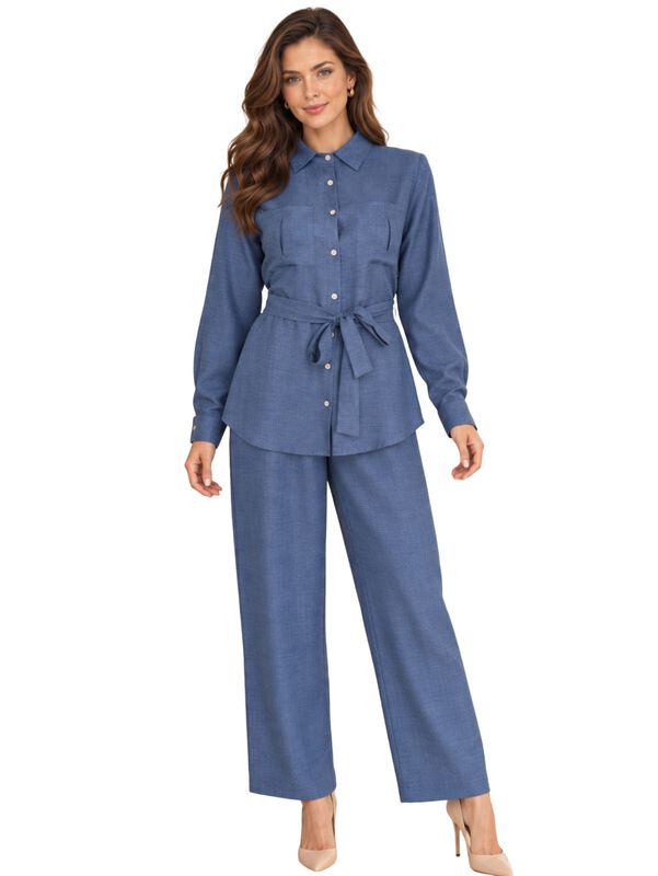 Conjunto 2 Piezas Mujer Conj-0292 Azul Blusa Ma... image number null