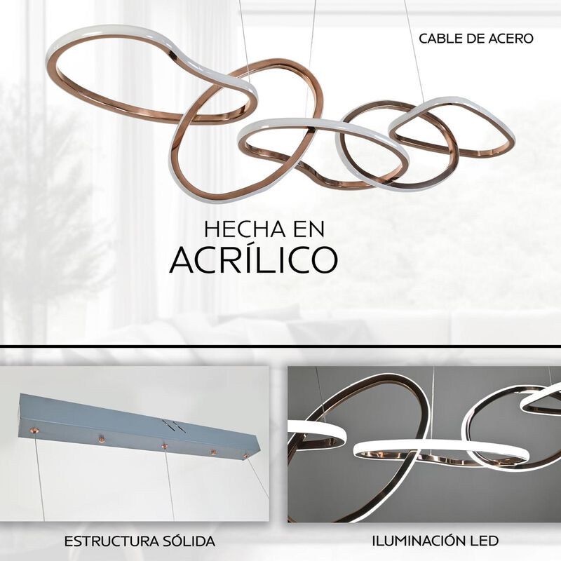 Lámpara Colgante Cadena 5 Aros O Anillos (Oro R... image number null