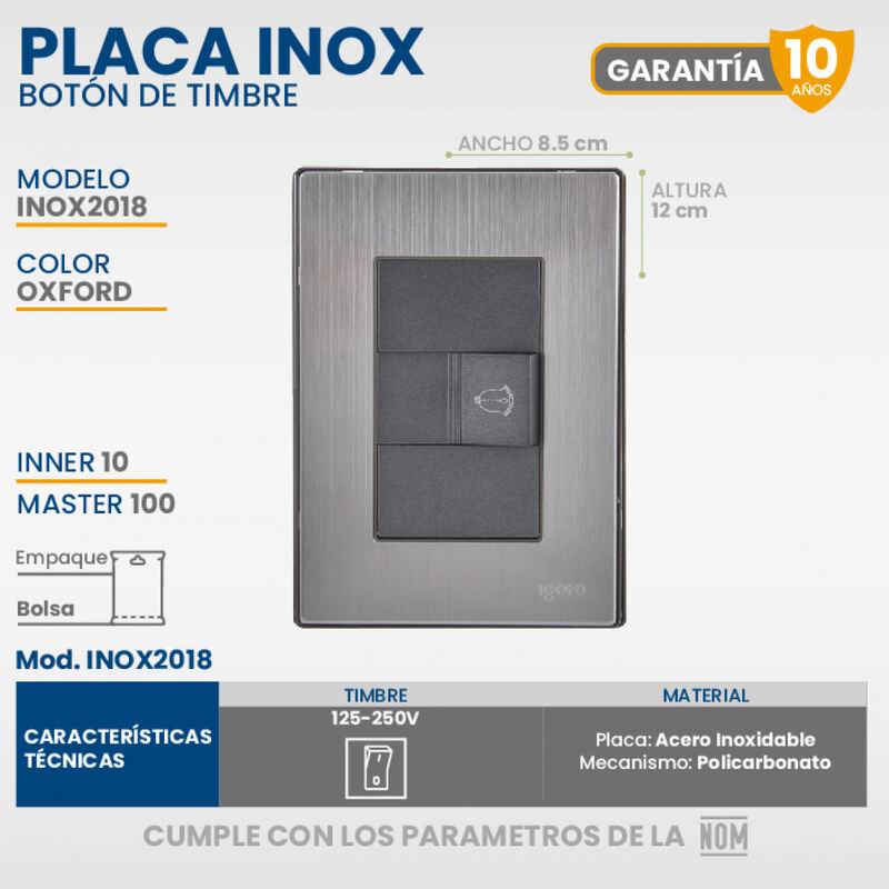 Paquete 5 piezas Placa Armada Con 1 Botón Timbr... image number null