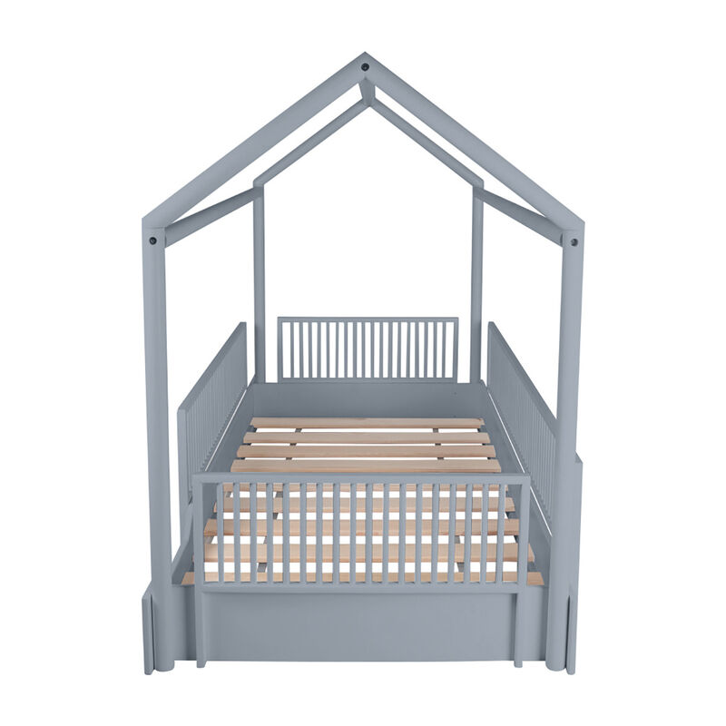 Cama Casa de Madera Montessori Individual Azul ... image number null