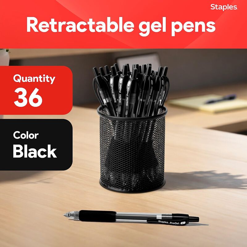Staples Progel Bol&iacute;grafos Retr&aacute;ctiles De Gel, P... image number null