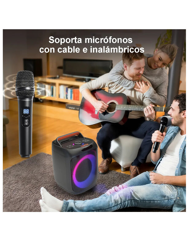Bocina Bluetooth Party Heysong Tws Micr&oacute;fono Po... image number null