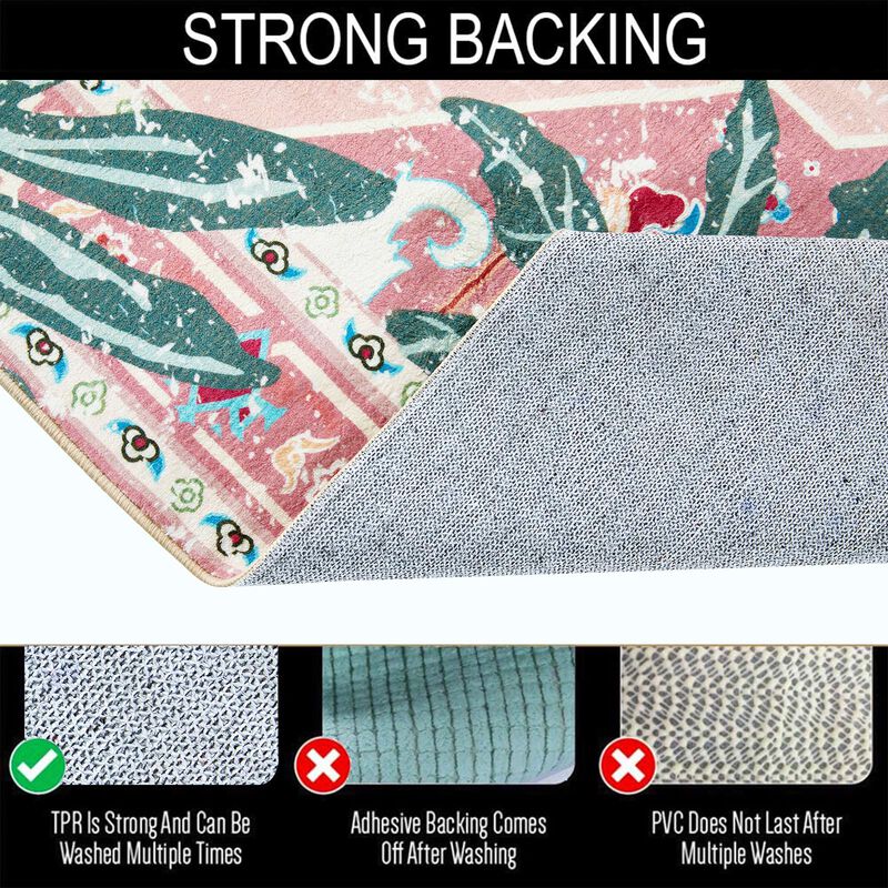 Alfombra Aldopein 64x91 Cm Rosa Boho Lavable Pa... image number null