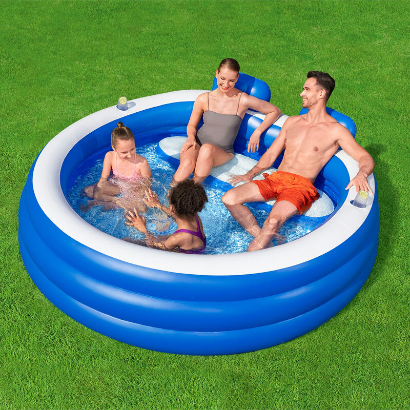 Alberca Inflable Familiar Redonda Color Azul co... image number null