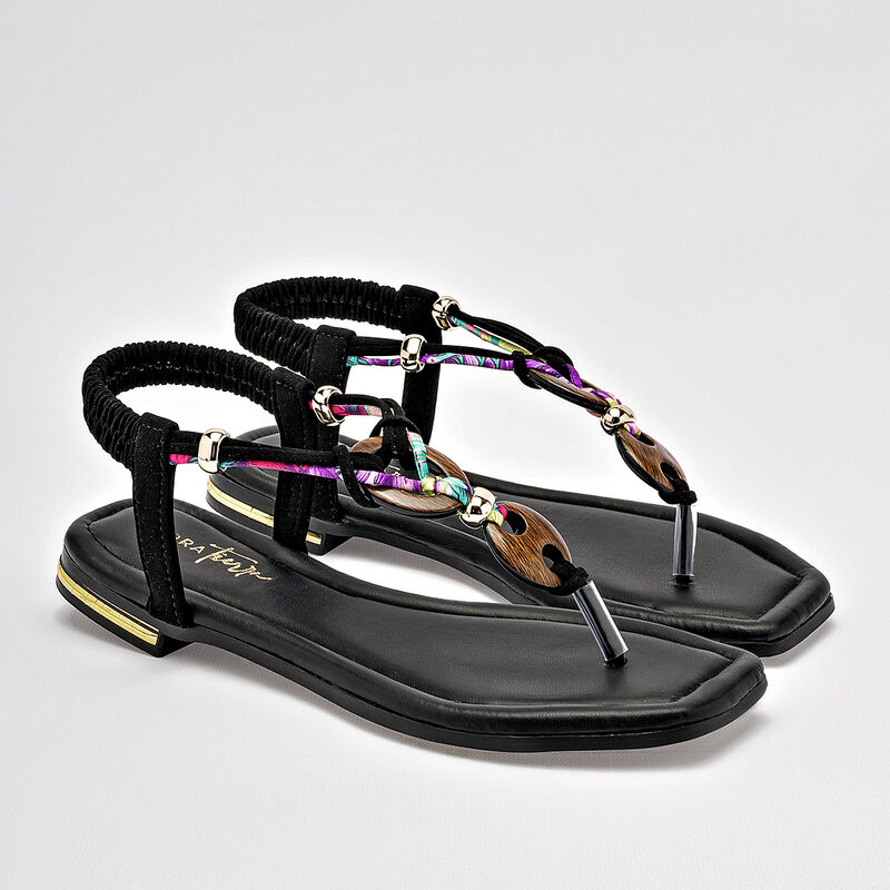 Mora Tierra sandalia piso para mujer negro cod ... image number null