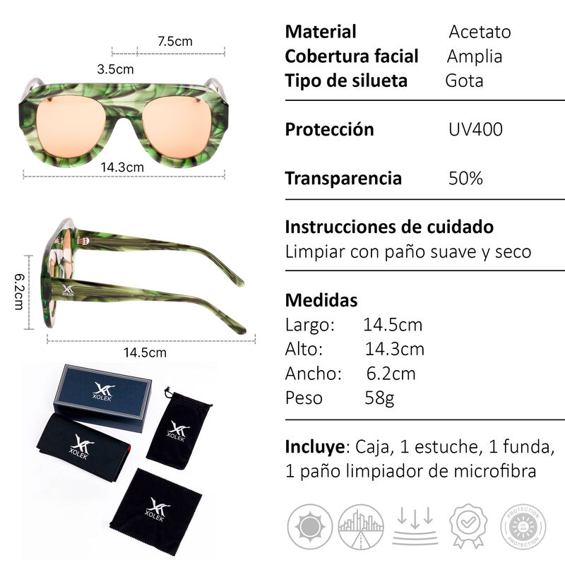 Lentes De Sol Xolek 104 Moda Acetato Gota image number null