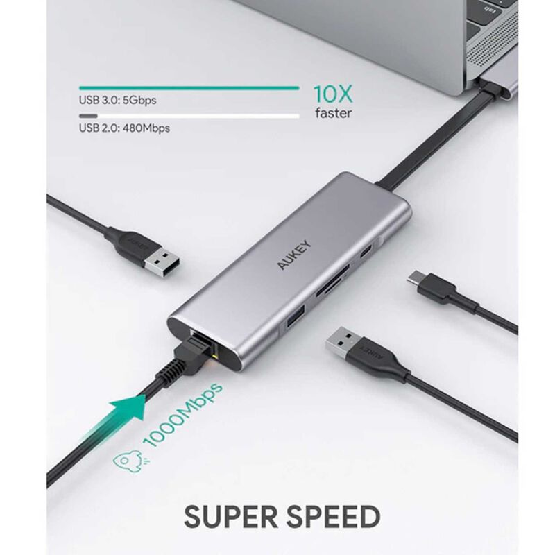 Cable HUB Adaptador AUKEY 9 en 2 para MacBook 2... image number null