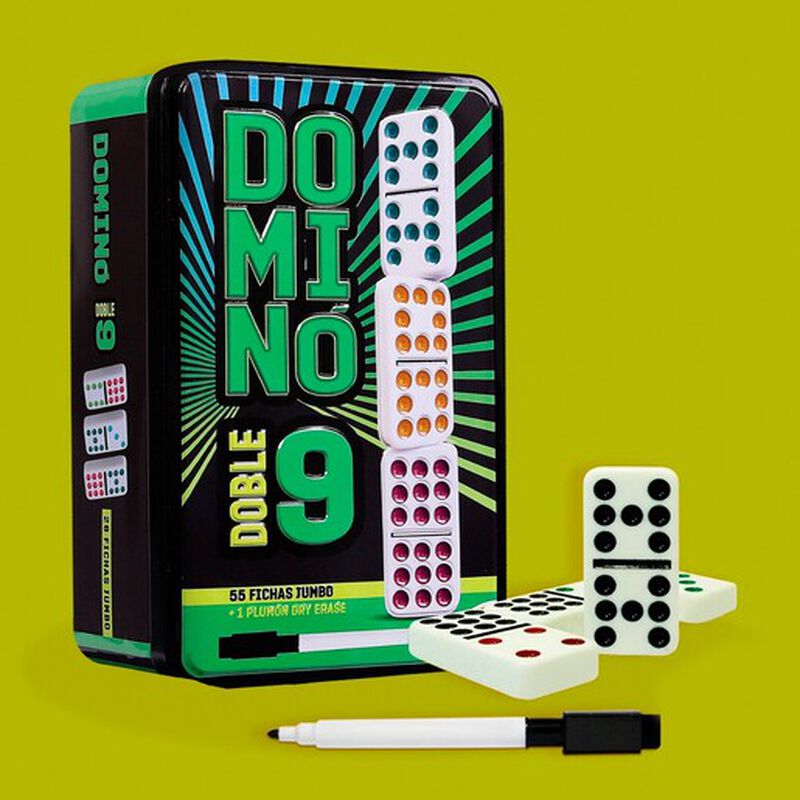 Domin&oacute; Doble 9 en Caja Met&aacute;lica con 1 Plum&oacute;n image number null