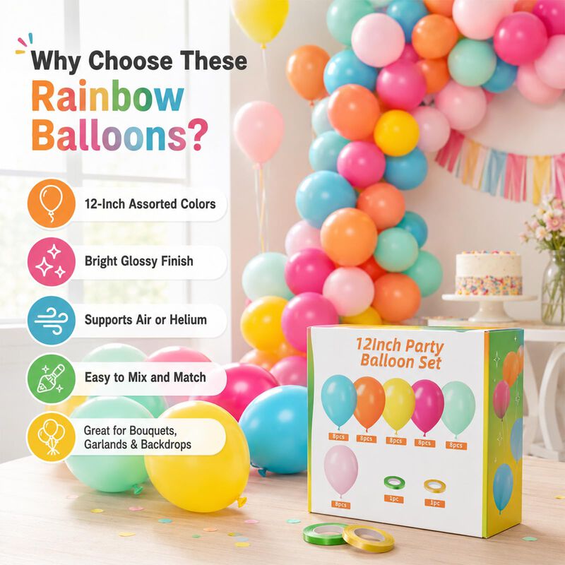 Globos Feyg 30 cm 50 Piezas Multicolor Ne&oacute;n image number null