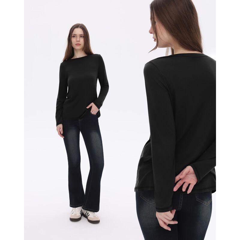 Camisa Gayhay Manga Larga Negra Casual Mujer image number null