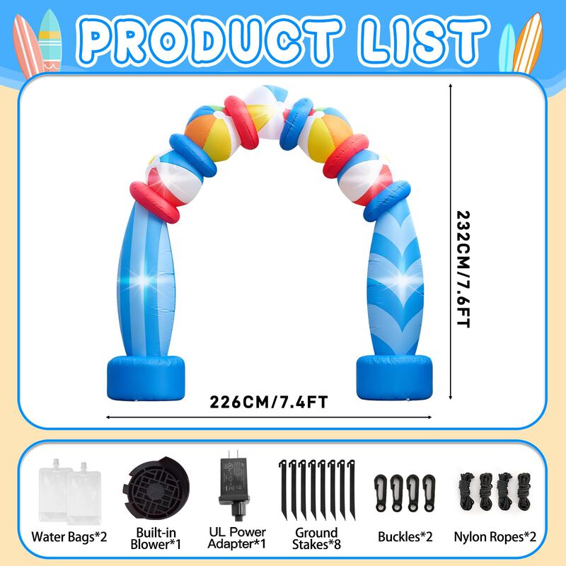 Arco Inflable Pnluoce 2,3 m Led Con Pelota De P... image number null