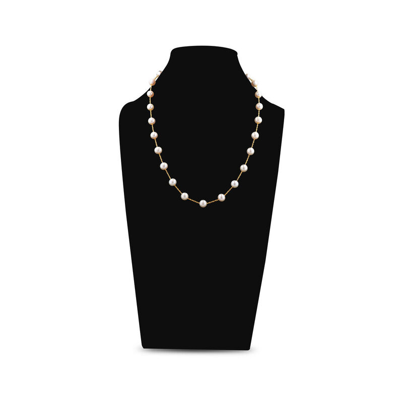 Collar Oro Amarillo 14k Con Perla Blanca 46 Cm image number null
