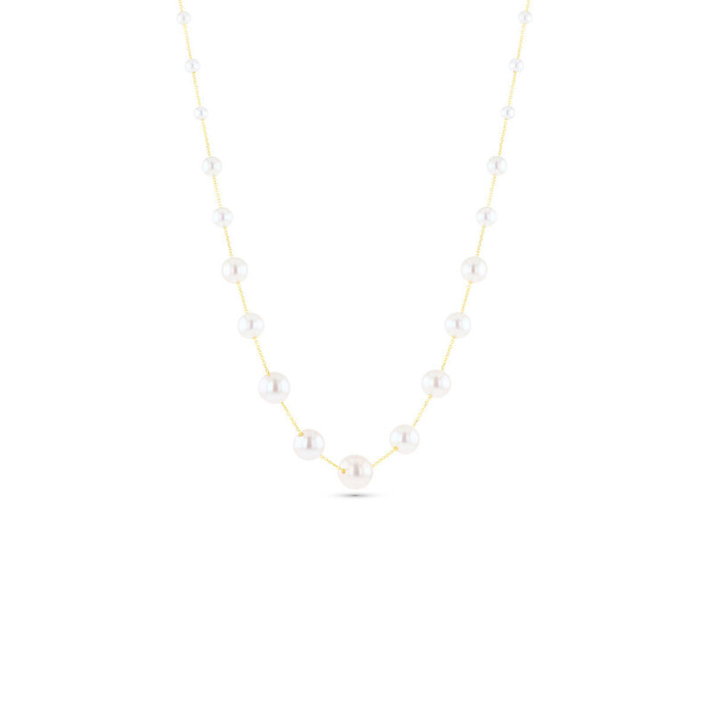 Collar Perlas Blancas Oro 14k Disminuci&oacute;n | Biz... image number null