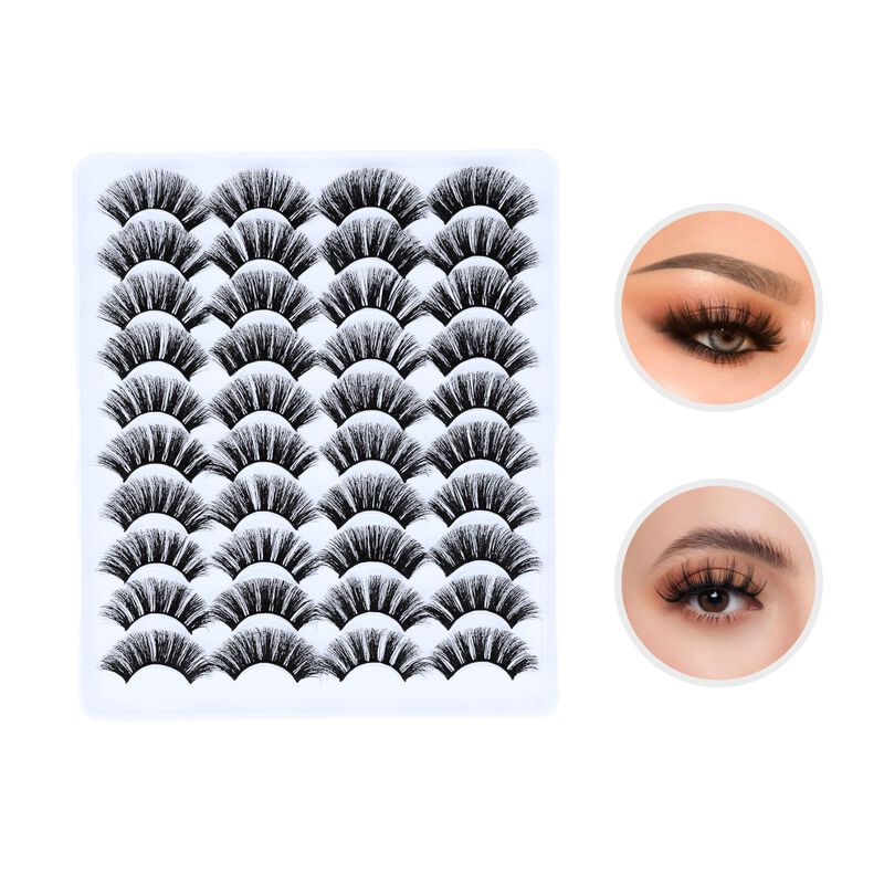 20 Pares De Pestañas Postizas 3d Mixtas Visón H... image number null