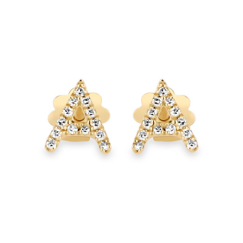 Broqueles De Oro Amarillo (Letra A) 14K Con 6Pt... image number null
