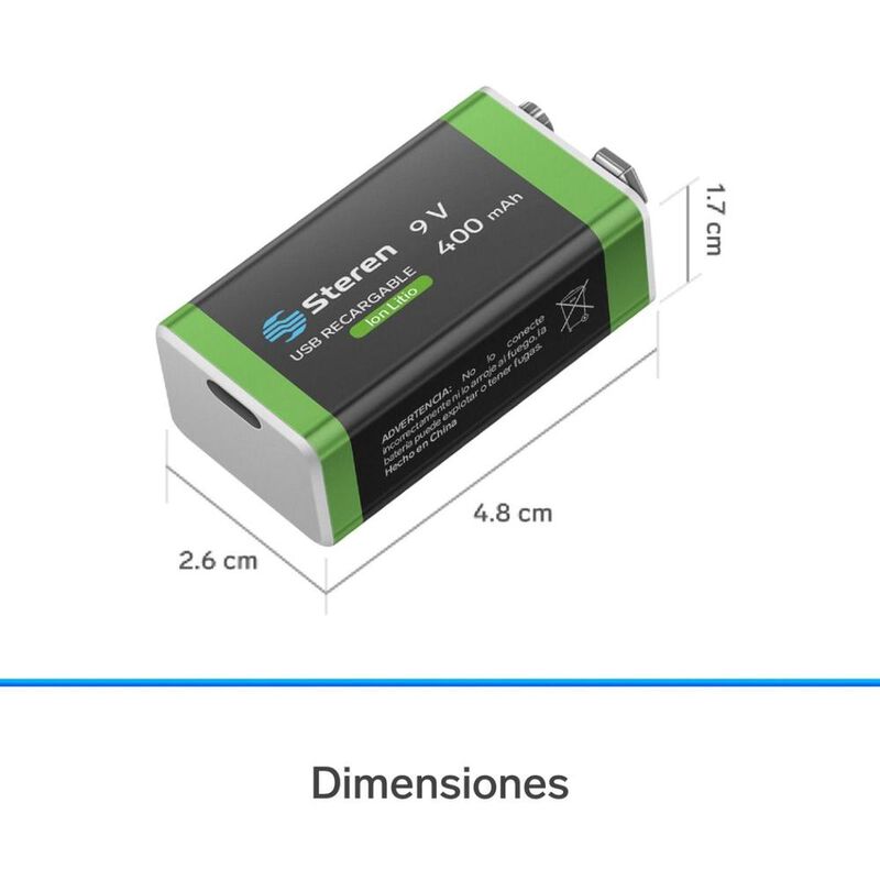 Bater&iacute;a Recargable Usb Li-ion Tipo 9v (cuadrada... image number null