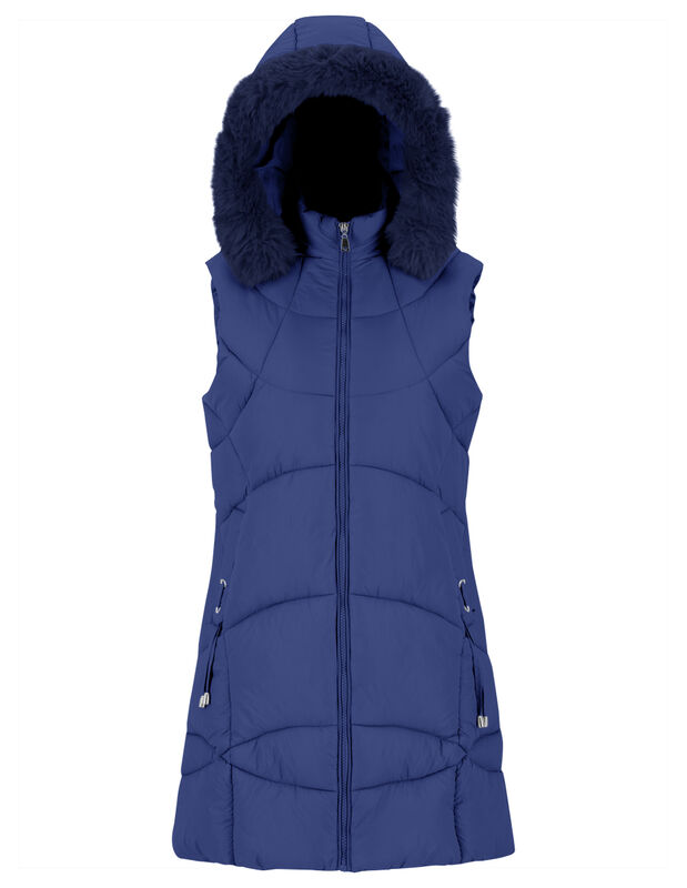 Chaleco Largo Mujer Acolchado Con Capucha Y Pel... image number null