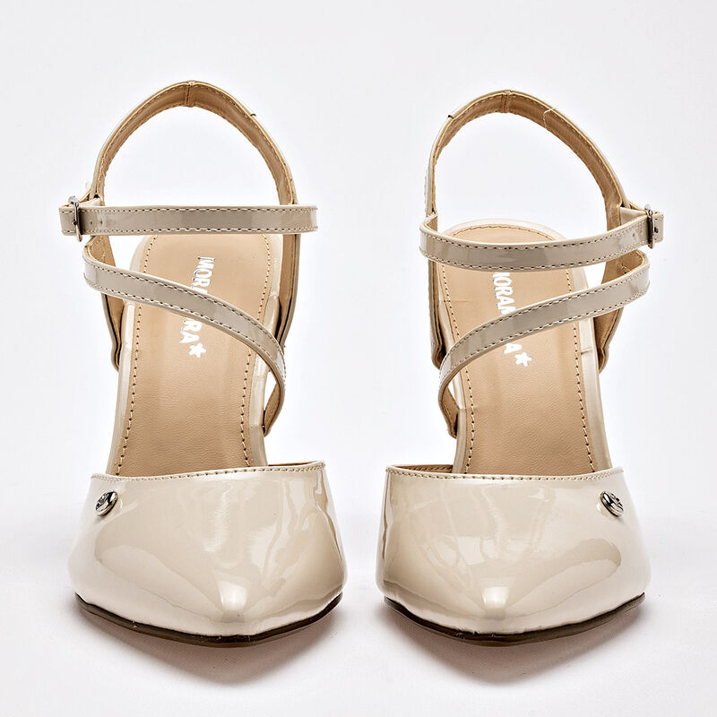 Moramora zapatilla para mujer beige charol cod ... image number null