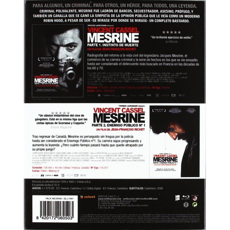 Pack Mesrine (parte 1 Y 2) [blu-ray.] (2008, 20... image number null