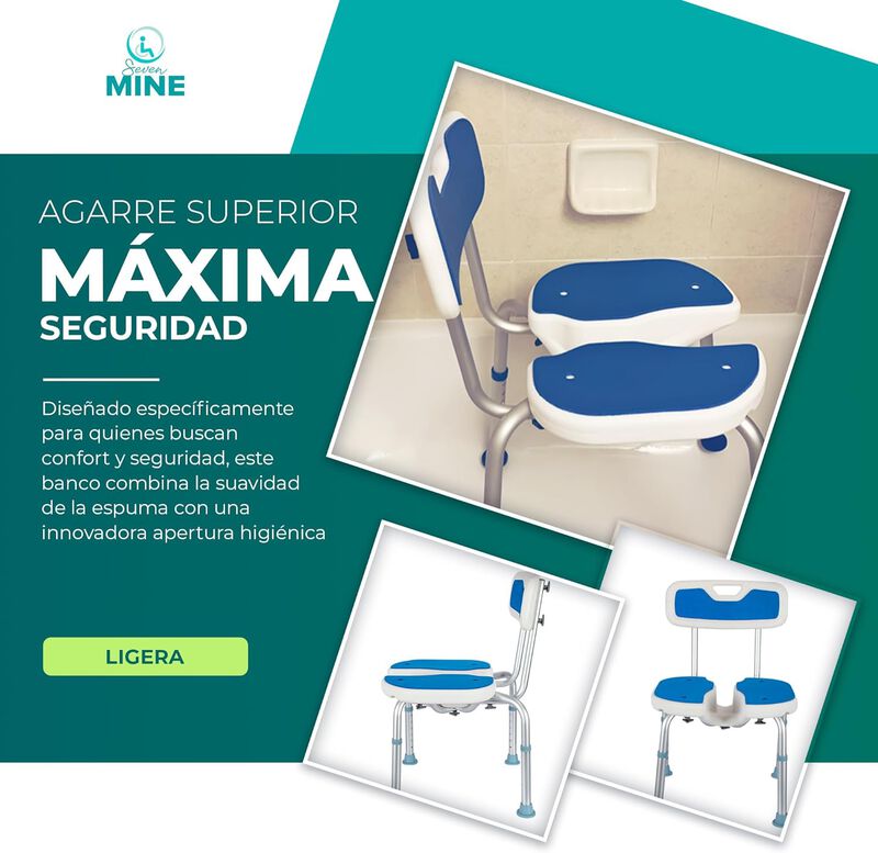 Banco Silla Para Ducha Con Apertura Higi&eacute;nica K... image number null