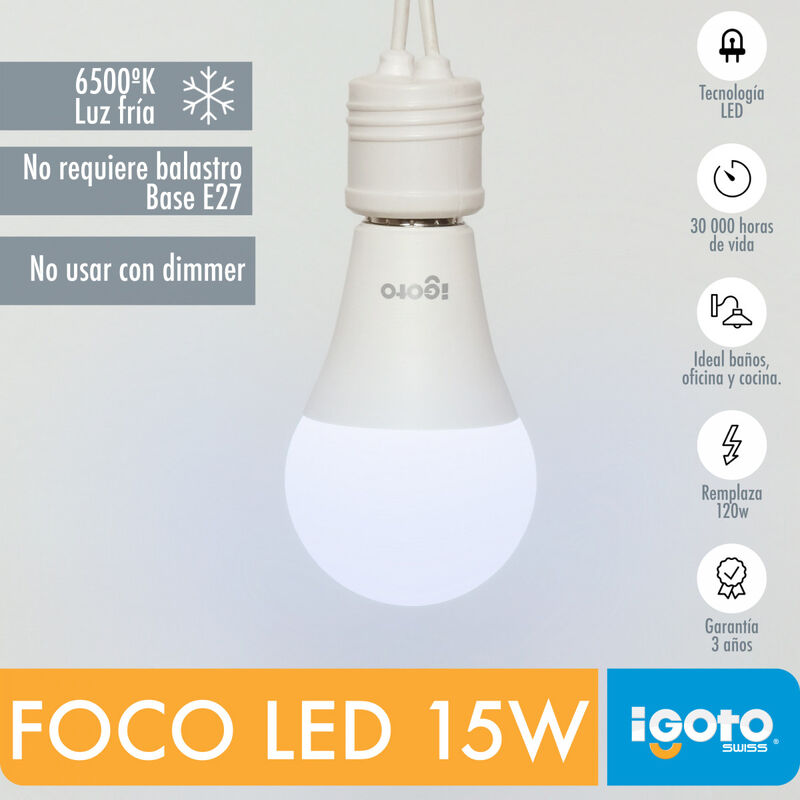 Paquete De 10 Focos Led A60 15w Multivoltaje E2... image number null