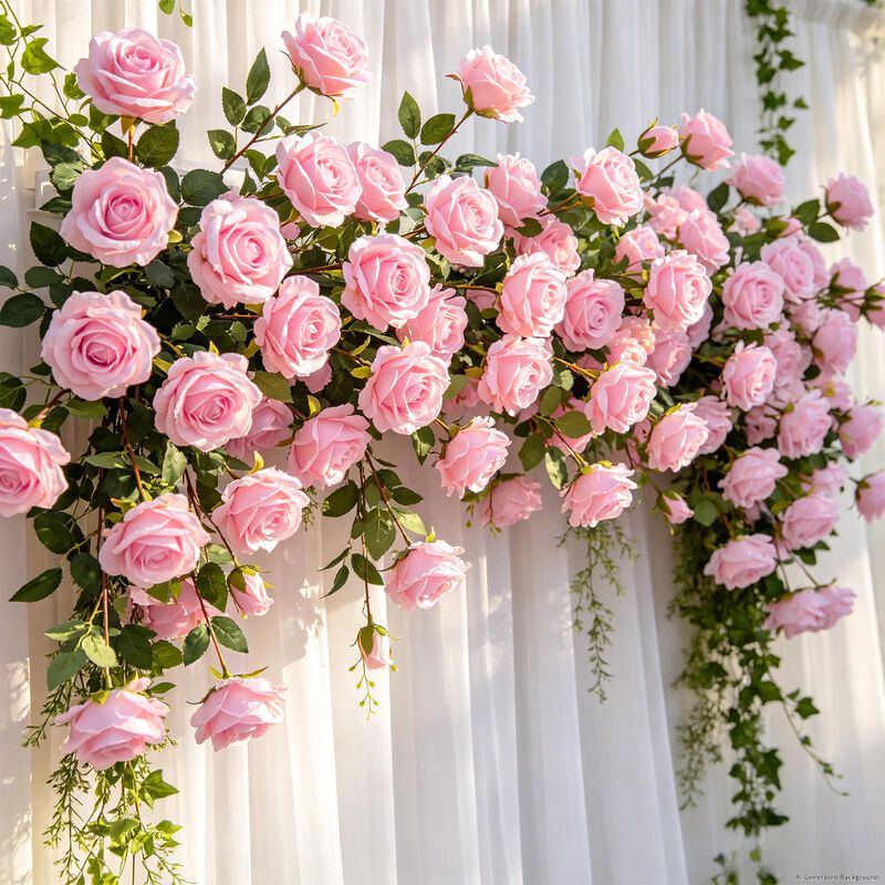 Flores Artificiales Yastouay Rosas Rosadas 300 ... image number null