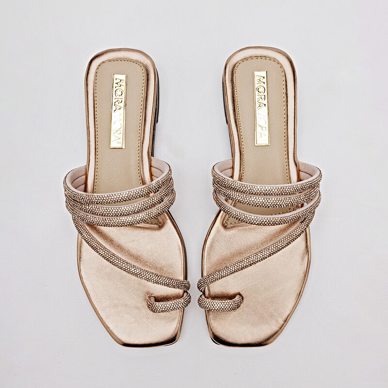 Moramora Sandalia para mujer dorado rosa image number null