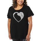 Camiseta De Talla Grande Word Art Para Mujer - Coraz&oacute;n de Perro- Negro