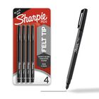 Bol&iacute;grafos Con Punta De Fieltro Sharpie Fine Point, 0,4 Mm, Negros, 4 Unidades