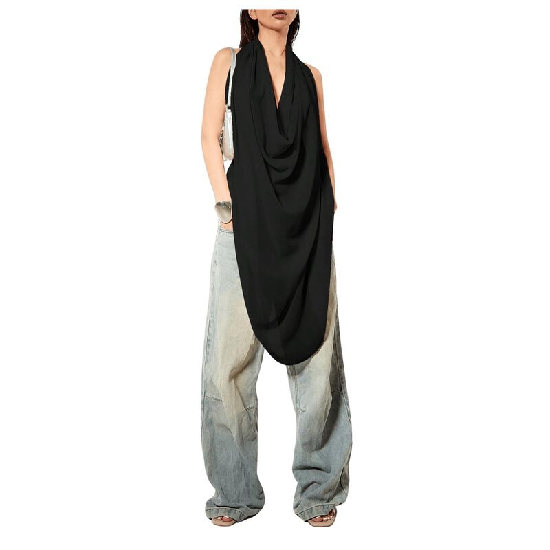 Top sin Mangas Oyoangle Cuello Drapeado Transpa... image number null