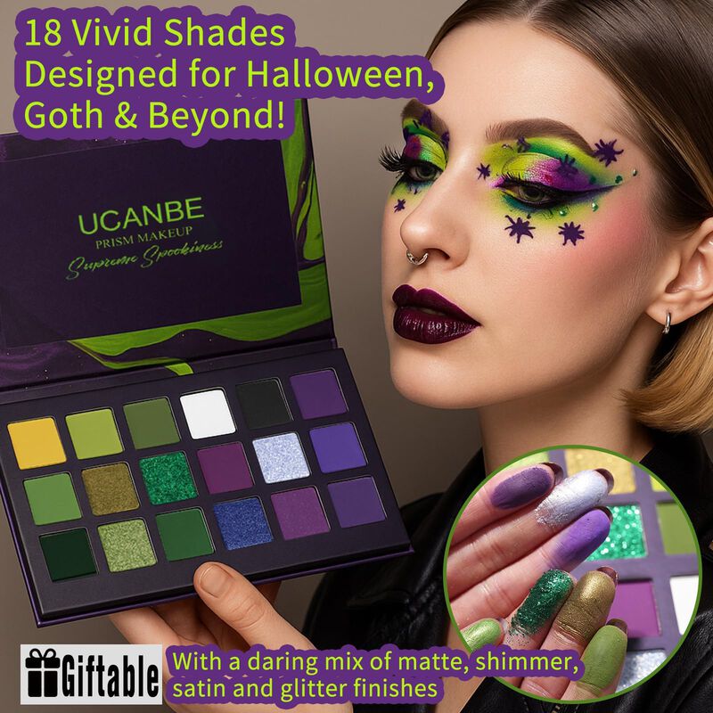 Paleta De Sombras Ucanbe 18 Colores G&oacute;tica Verd... image number null