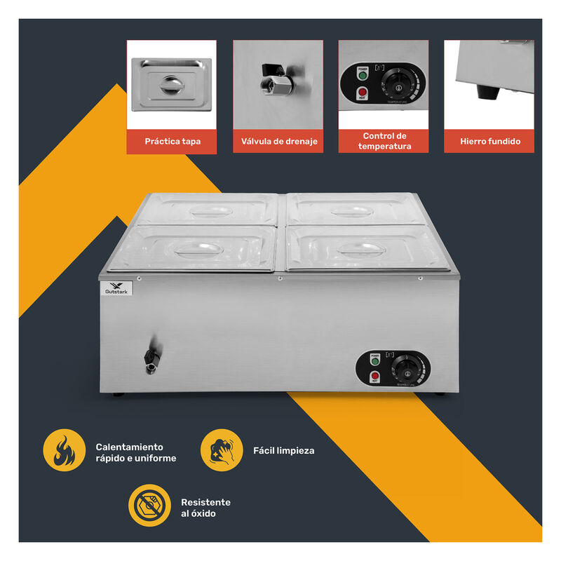 Ba&ntilde;o Maria Electrica Bufetera Industrial 4 Inse... image number null