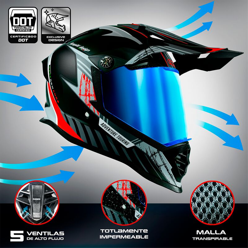 Casco Para Motocicleta Mb Nordica Rojo L image number null