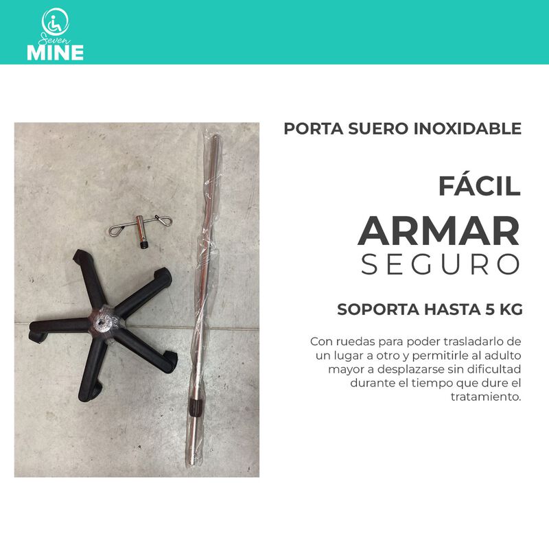 Porta Sueros Altura Ajustable (2 Ganchos, 5 Pat... image number null