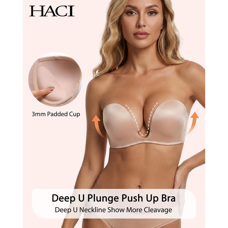 Sujetador Haci Push-up Demi 34C Beige Sin Tiran... image number null