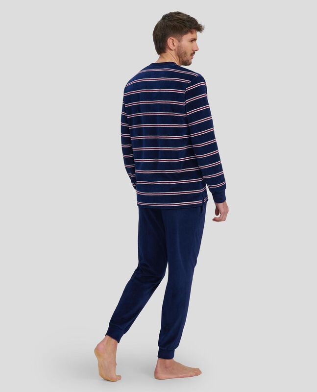 Pijama de Terciopelo a Rayas Granate Azul Marin... image number null