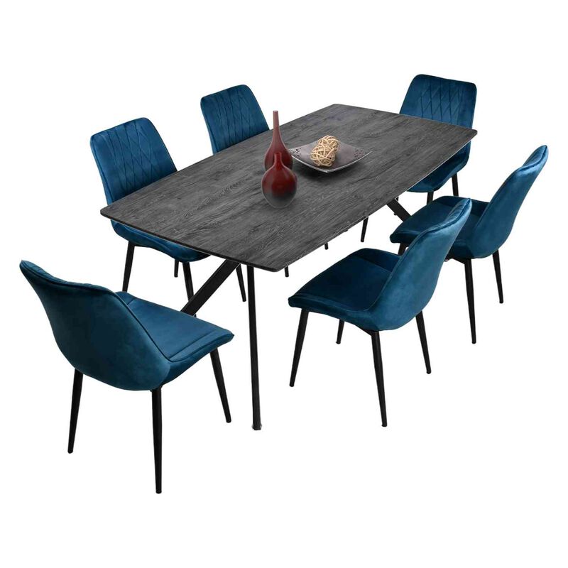 Mesa Comedor 6 Pers Nordico Gris Hogar Lujo 180... image number null