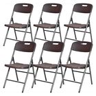Set Kit 6 Sillas Plegables Pvc Jard&iacute;n Exterior Tipo Madera Marr&oacute;n Jardimex