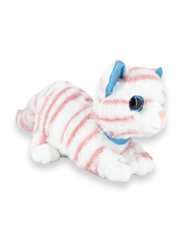 Gatito De Peluche Acostado Colo Blanco con Raya... image number null