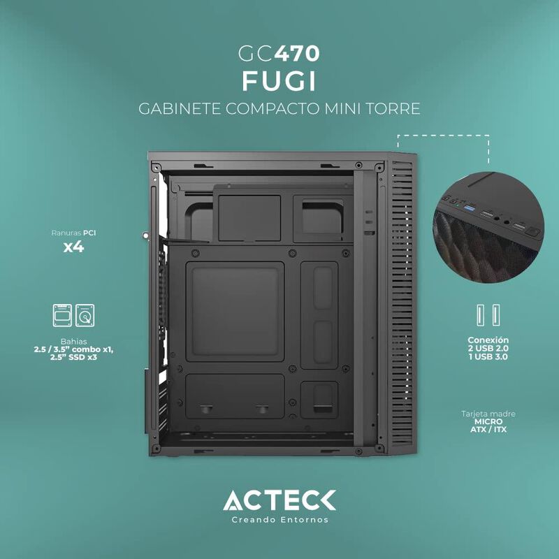 Gabinete Acteck Fuji Gc470 con Ventana Mini-Tow... image number null