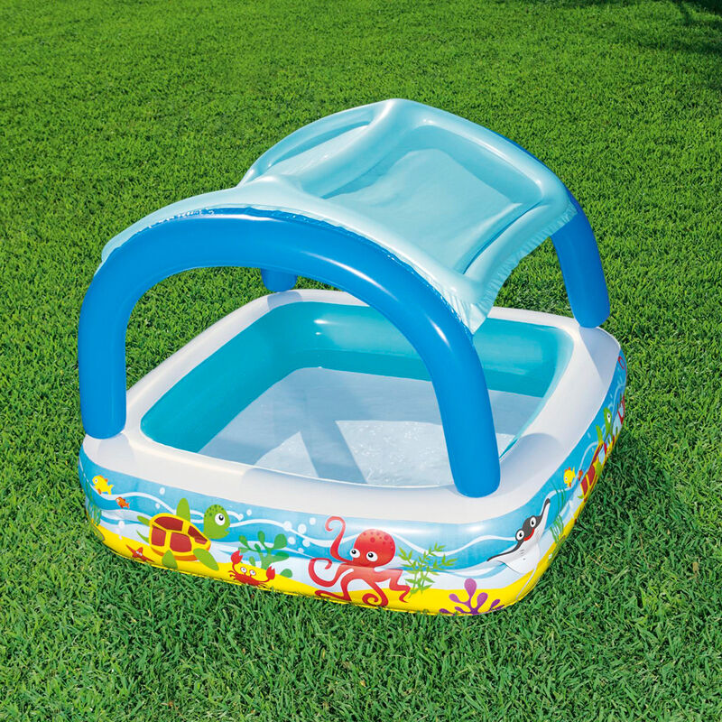 Alberca Inflable Cuadrada con Techo 2 Anillos D... image number null