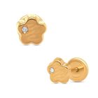 Broqueles De Flor En Oro Amarillo 14k Con 1pt De Diamante (1mm Aprox)