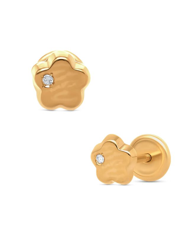Broqueles De Flor En Oro Amarillo 14k Con 1pt D... image number null