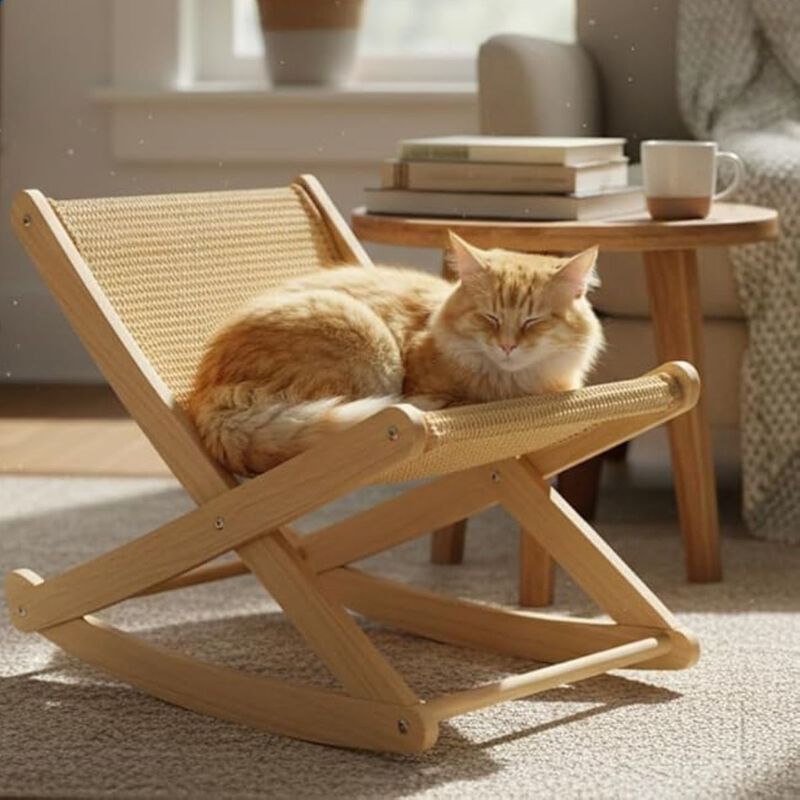 Bluelander Mecedora para Gato de Madera con Ras... image number null