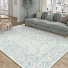 Alfombra De &Aacute;rea Purecozy 152 cm Azul Lavable Antideslizante Estilo Vintage
