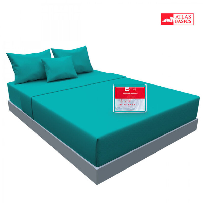 Juego de Sábanas Soft Queen Size Turquesa Atlas... image number null