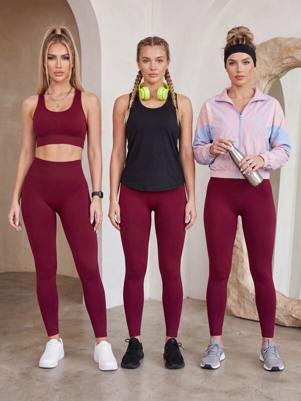 Leggings Push Up De Cintura Alta Lic-0211 Vino ... image number null